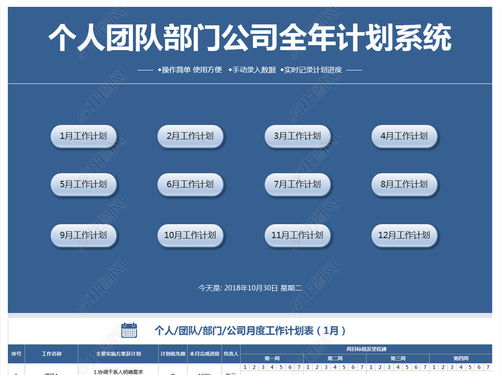 全年工作计划系统Excel表格模板 个人与互联网服务团队的智慧管理指南